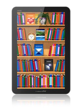 Bookshelf in tablet computer clipart