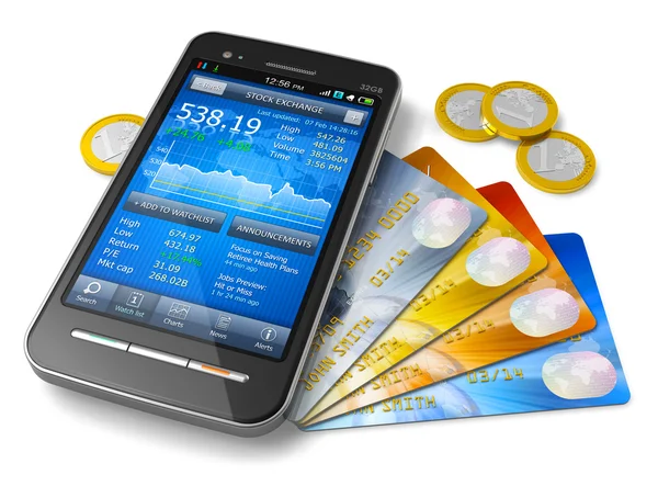 Mobil banki és pénzügyi fogalom — Stock Fotó
