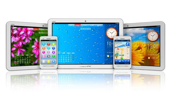 Set of tablet computers and smartphones — Stock Photo, Image