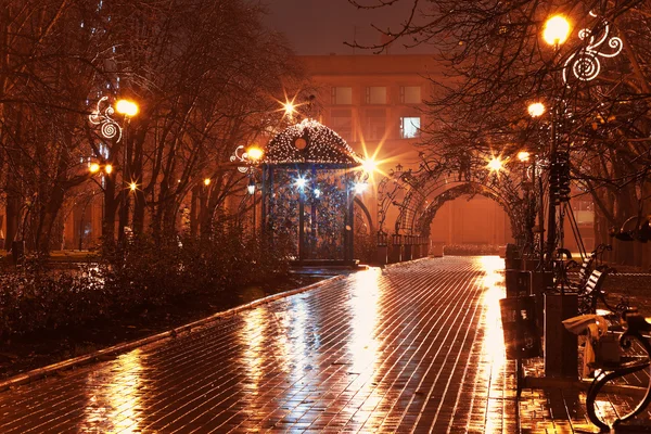 Night alley in the city park — Stock Photo, Image