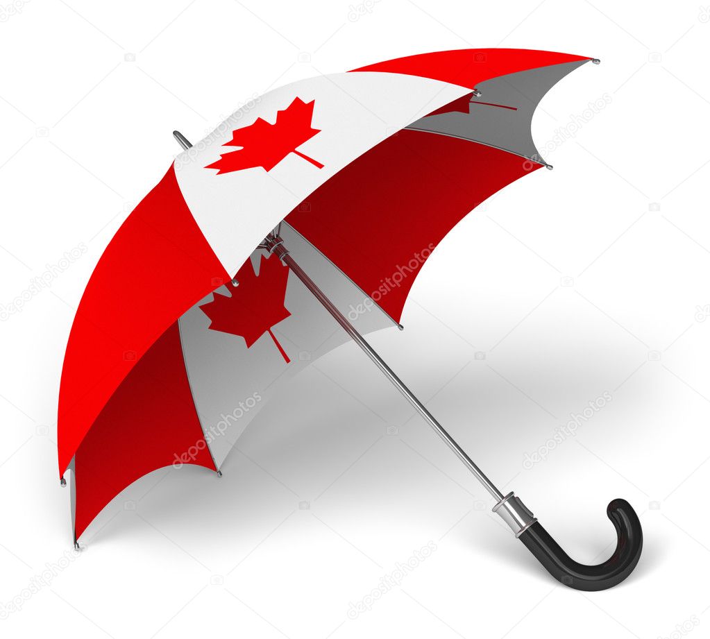 Umbrella with Canadian national flag