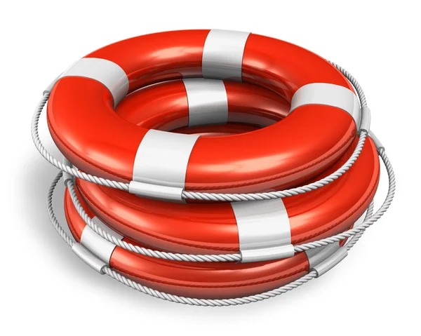 Pilha de cintos salva-vidas vermelhos — Fotografia de Stock
