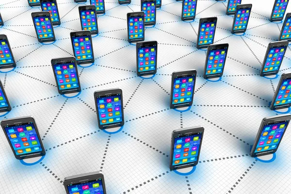 Sociala nätverk och mobilie kommunikation koncept — Stockfoto