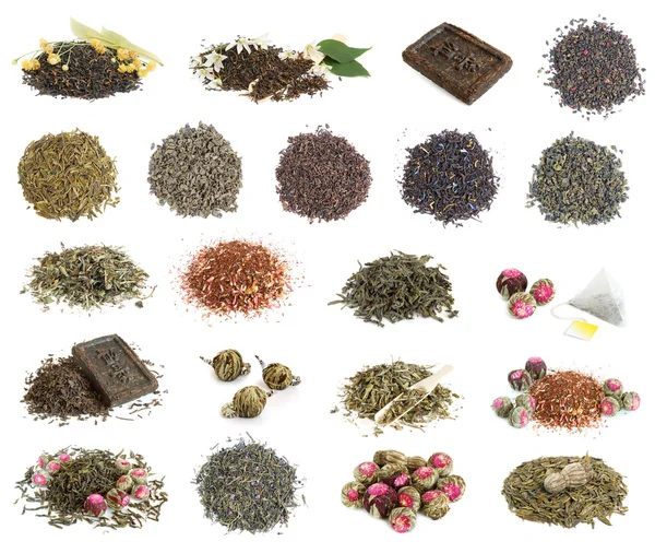 Conjunto com folhas de chá — Fotografia de Stock