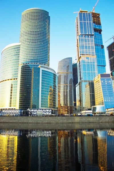 Modern skyscrapers at sunset — Stock Photo, Image