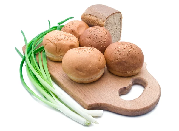 Bread and onion — Stock Photo, Image