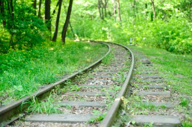 Abandoned railway in forest clipart