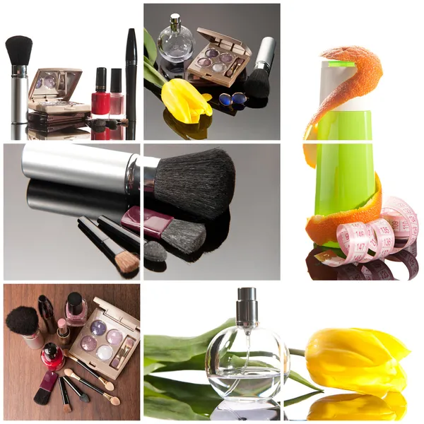 Kosmetika collage — Stockfoto