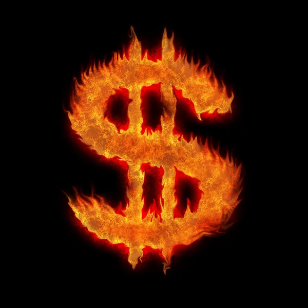 Estados unidos en llamas usd dólar signo en negro —  Fotos de Stock