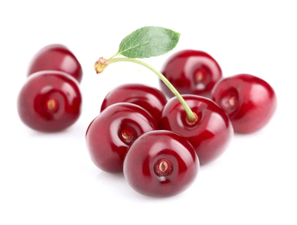 Sweet ripe cherry with leaf — Stock Photo, Image