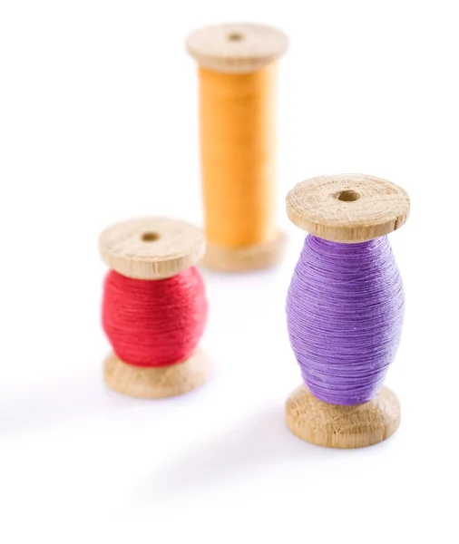 Three spools with threads — Stock Photo, Image