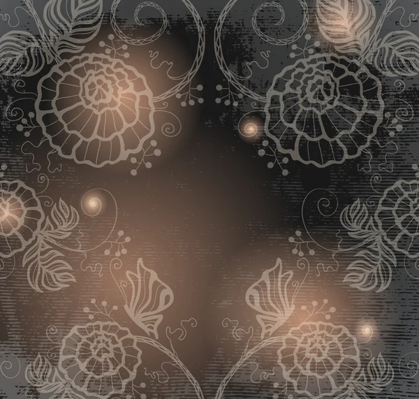 Темні квіти та сяючі черв'яки Стокова Ілюстрація