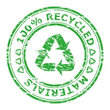 Vector illustration of 100% recycled materials stamp isolated on clipart