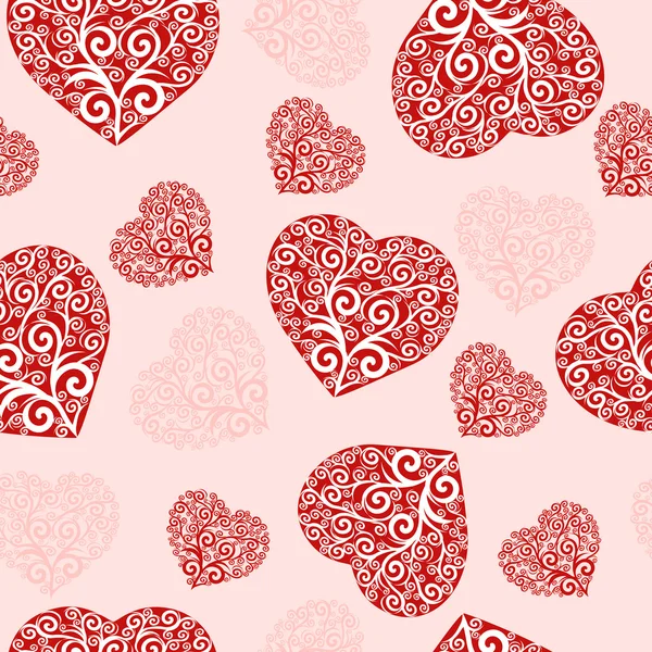 Vector Ilustración de un patrón de corazones sin costuras . — Vector de stock