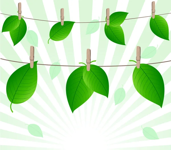 Illustrazione vettoriale delle foglie su corda su sfondo soleggiato — Vettoriale Stock