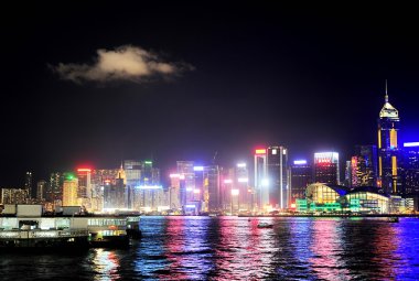 Hong Kong at night clipart