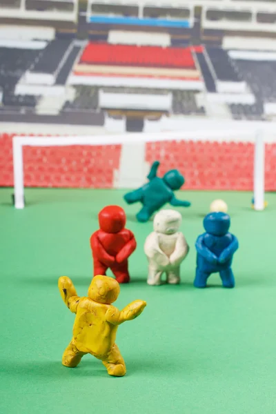 Plasticine . Football scene. — Stock Photo, Image