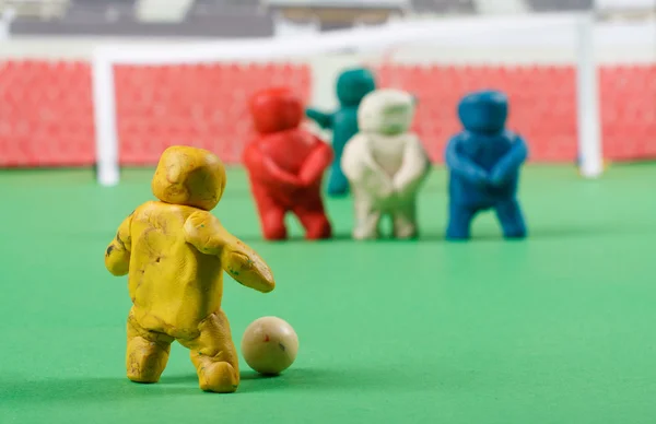 Plasticine . Football scene. — Stock Photo, Image