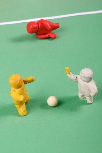 stock image Plasticine . Football scene.