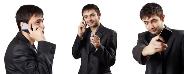 Бизнесмен пользуется мобильным телефоном — стоковое фото