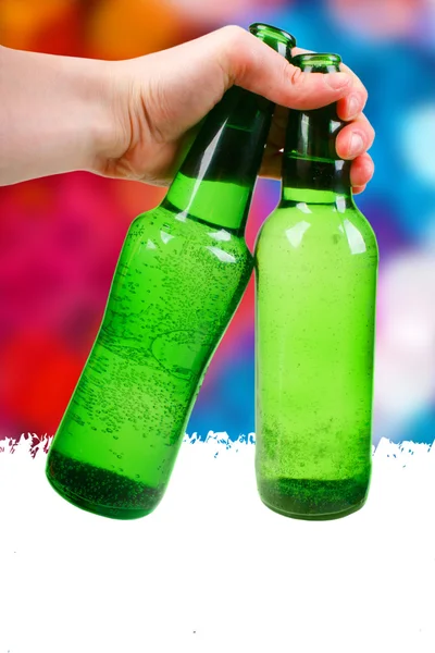 Green bottle. disco background — Stock Photo, Image