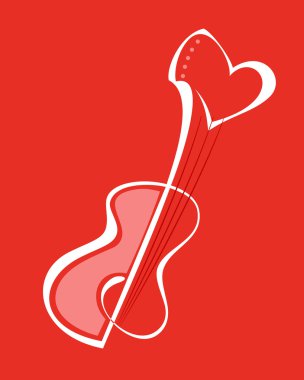 Guitar with heart shape clipart