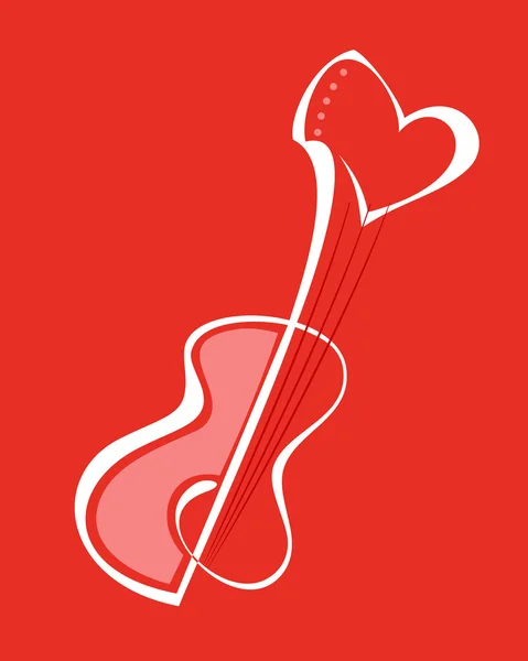 吉他与心的形状 — 图库矢量图片