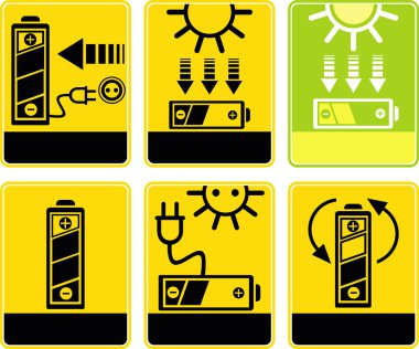 Solar battery, charge, recharge clipart