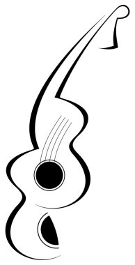 Stylized abstract guitar tattoo clipart