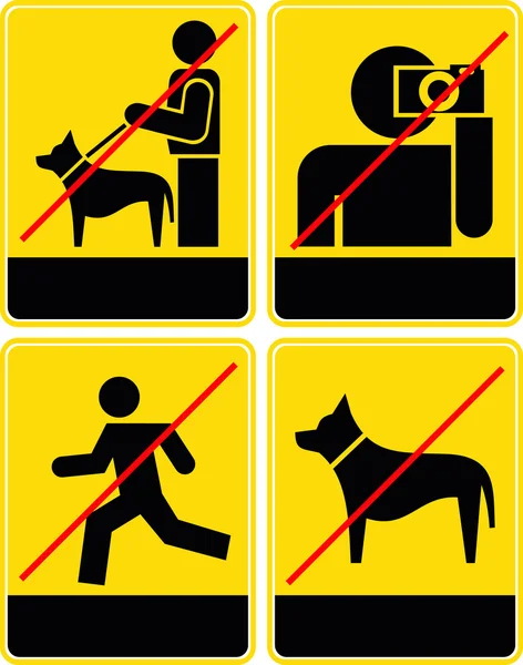 Set of yellow and black signs. Forbidden, prohibitory — Stock Photo, Image