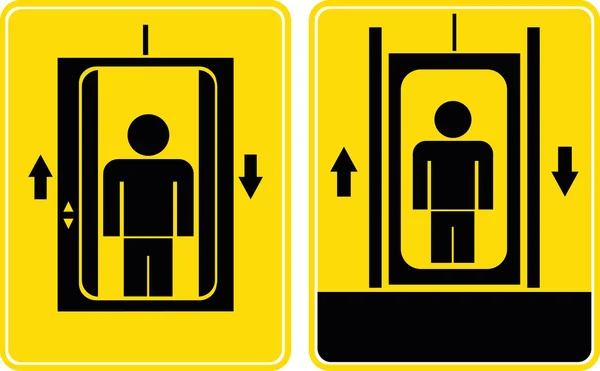 Výtah - izolované ikonu. Žlutá a černá. — Stock fotografie
