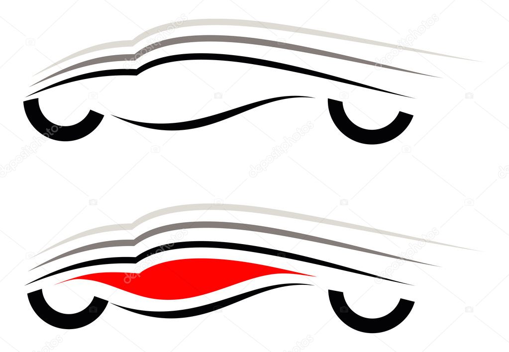 Modern sport car icon. Can be used as logo outline on white background. Design element, line art.