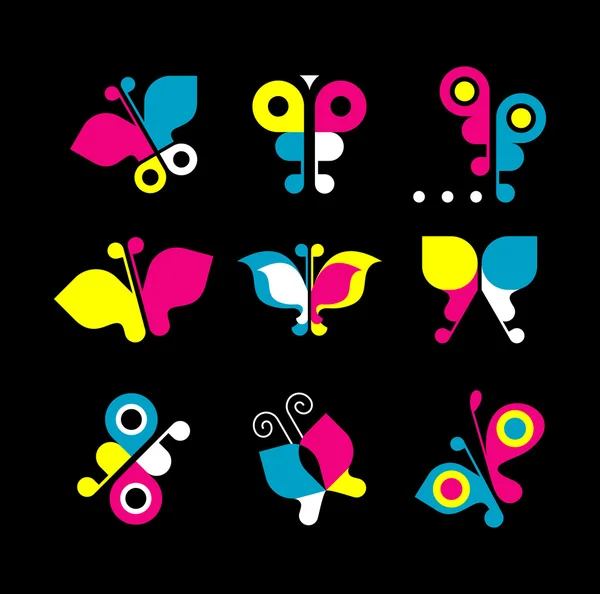 Ensemble d'icônes papillon — Image vectorielle