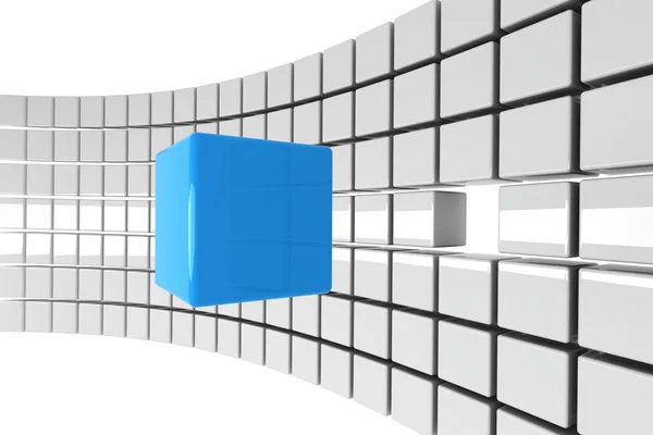 Concepto desprendido cubo azul brillante —  Fotos de Stock