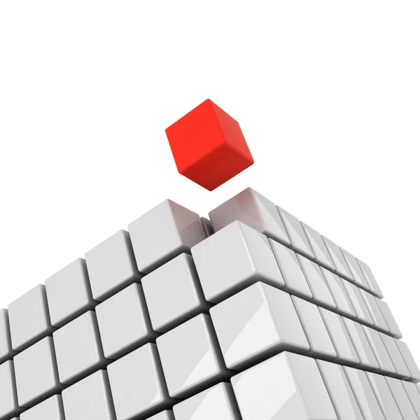 Cubo rojo conseguir concepto desapegado — Foto de Stock