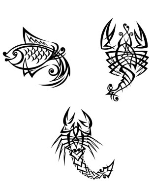 Scorpio, cancer and pisces zodiacal signs clipart