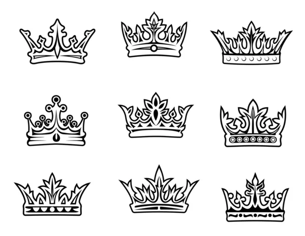 Set van Koninklijke kronen — Stockvector