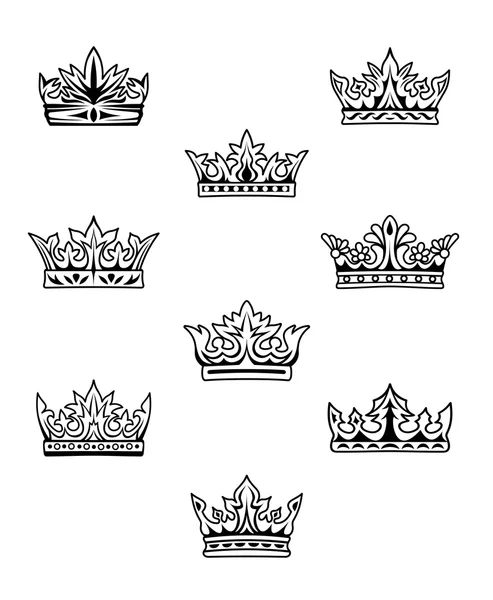 Conjunto de coronas de rey y reina — Archivo Imágenes Vectoriales