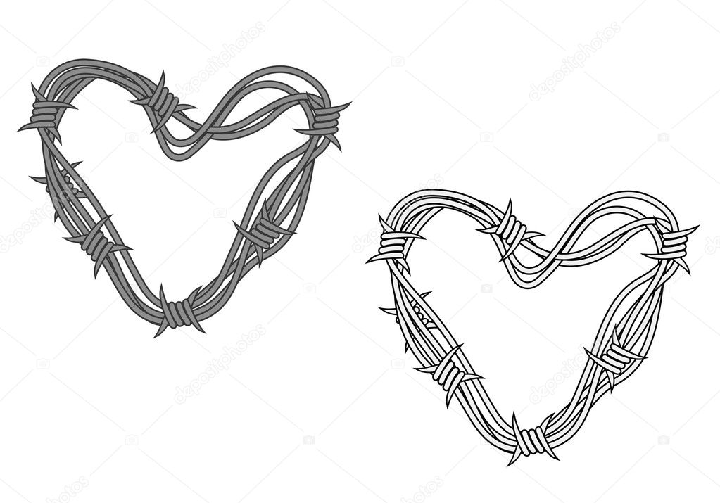 Steel heart in barbed wire