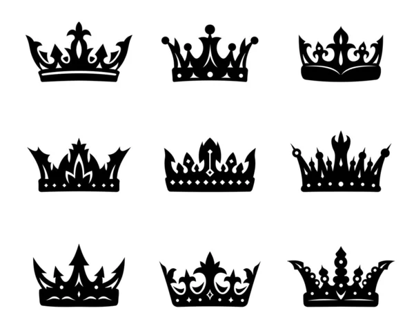 Schwarze heraldische Königskronen — Stockvektor