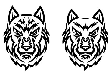 Tribal wolf tattoo clipart