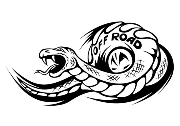 Offroad snake tattoo — Stock Vector