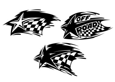 Racing stars with flags clipart