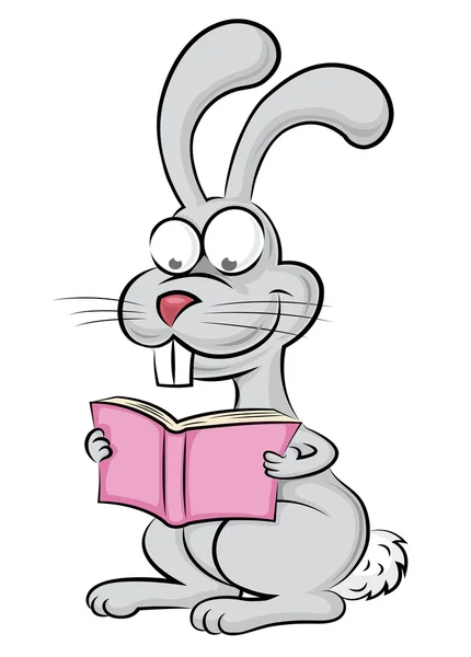 Rabbit legge un libro — Vettoriale Stock