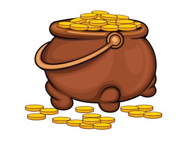 Pot with gold coins clipart