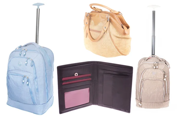 Handväska, resväska och damens väska — Stockfoto