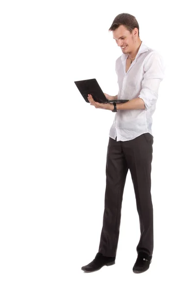 Guy with a computer — Stock Photo, Image