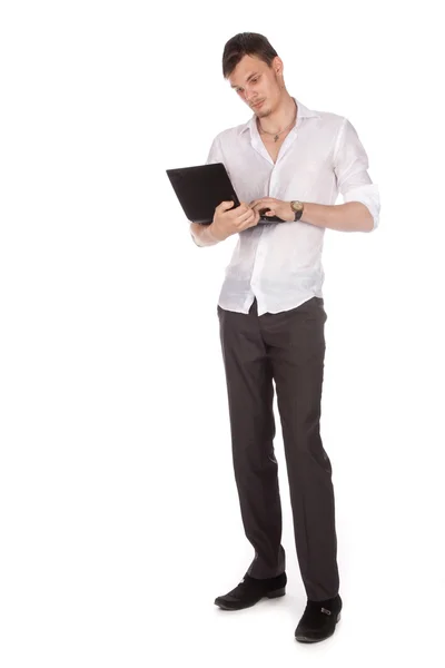 Man met een computer — Stockfoto