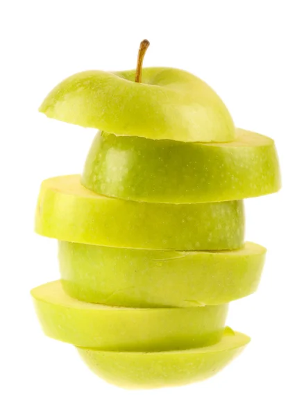 Зеленые кусочки яблока — стоковое фото