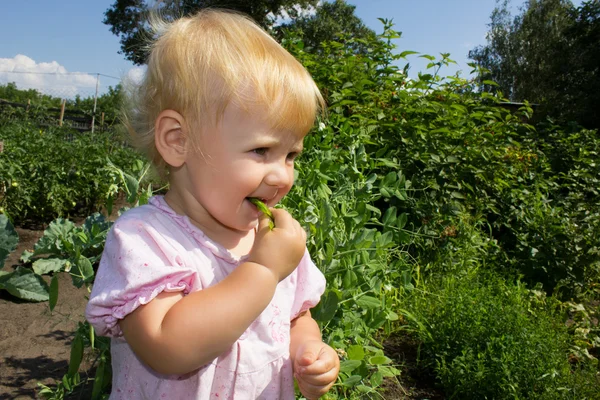 stock image Baby eats peas 4873